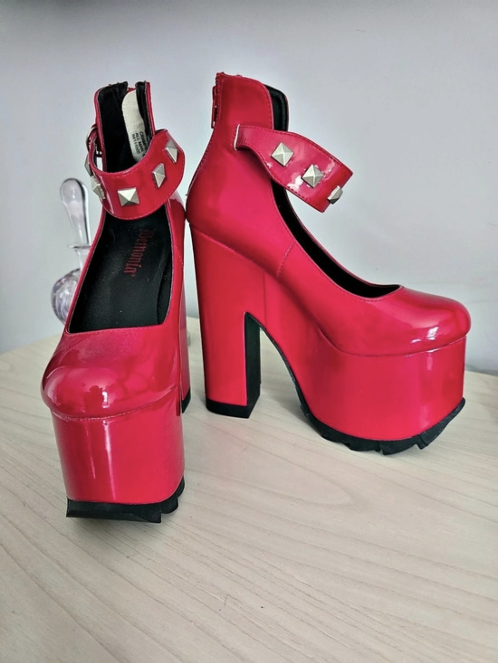 Demonia Red Platform Ankle Boots